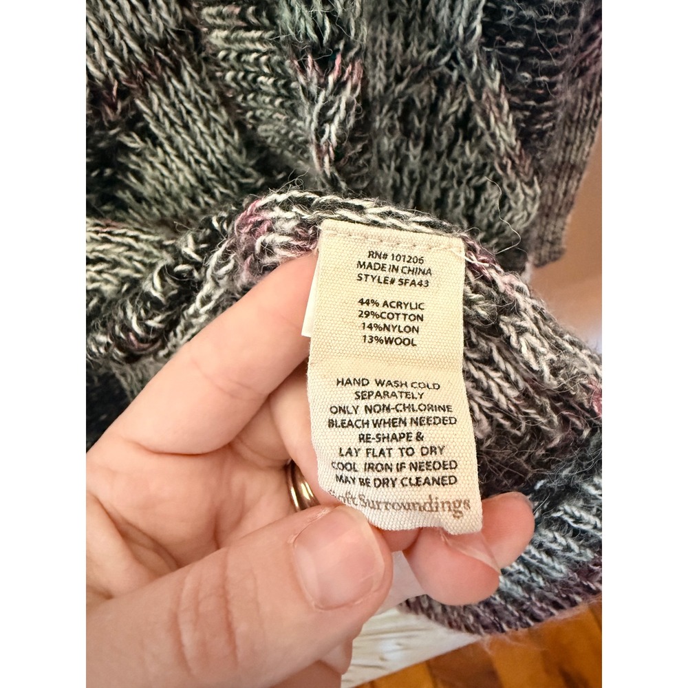 Soft Surroundings One Size Gray Purple Diamond Knit Cardigan Wool Open Front Top - Picture 3 of 7